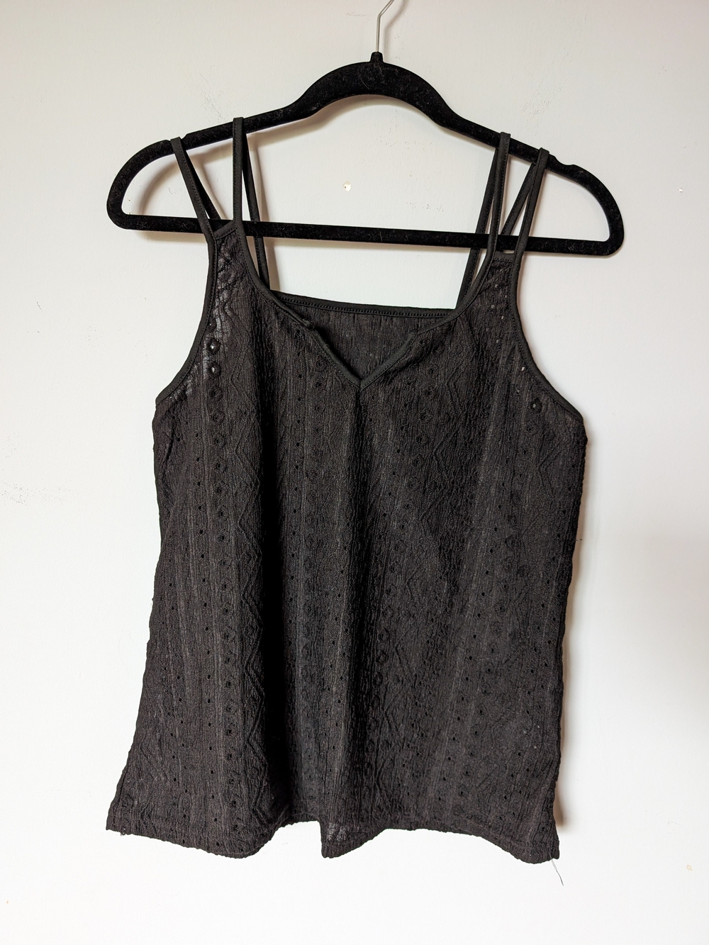 SHEIN Black Eyelet Lace Double-Strap Camisole